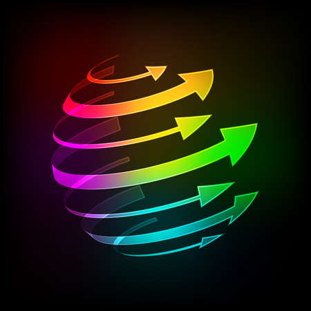Abstract Bright arrows icon on a dark background illustrationのイラスト素材