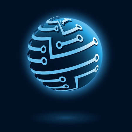 Global digital icon with circuit board. illustration.のイラスト素材
