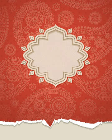 Frame in the Indian style in the background with paisley pattern. Vector illustration. のイラスト素材