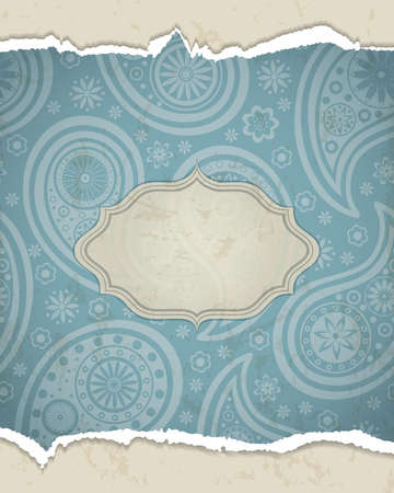 Frame in the Indian style in the background with paisley pattern. Vector illustration. のイラスト素材