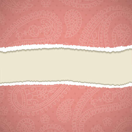 Torn paper with a paisley pattern. Vector illustration. のイラスト素材