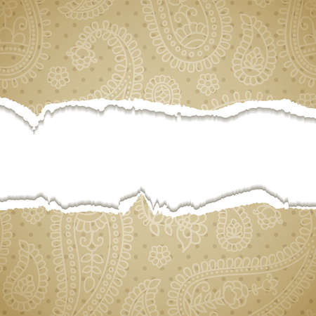Torn paper with a paisley pattern. illustration. のイラスト素材