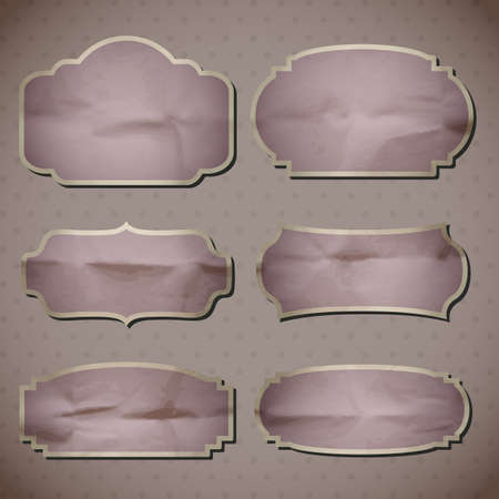 A set of Crumpled paper frames. Vector illustration. Eps10.のイラスト素材