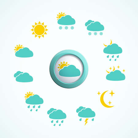 3d button with Weather icons set. のイラスト素材