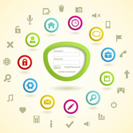 Web Icon Set with Log in Form.のイラスト素材