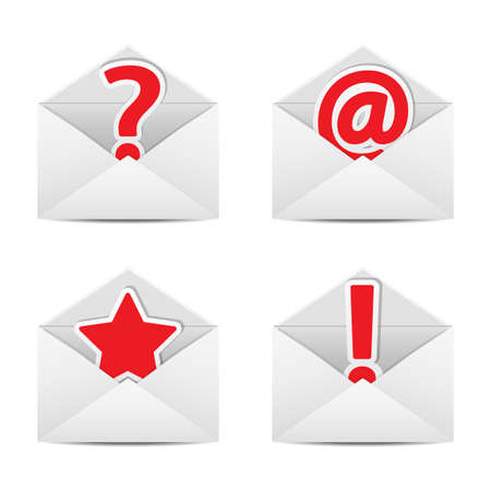 A set of envelopes with symbols e-mail messages.のイラスト素材