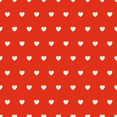 Seamless red background with hearts.