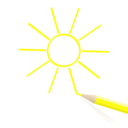 Sun drawn in pencil. のイラスト素材