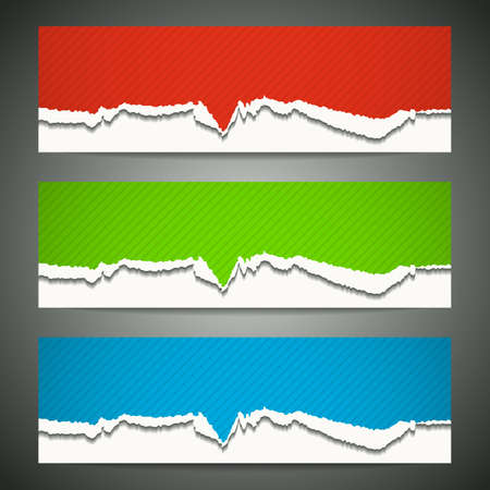 Set of banner with texture torn paper background のイラスト素材