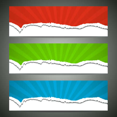 Set of banner with texture torn paper  background のイラスト素材