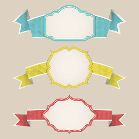 Set of vintage ribbons with frame  Vector illustration のイラスト素材