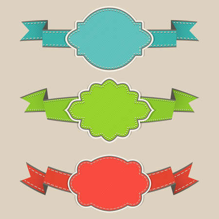 Set of vintage ribbons with frame  Vector illustration のイラスト素材