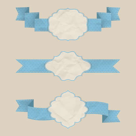 RibboSet of vintage ribbons with frame illustration ns setのイラスト素材
