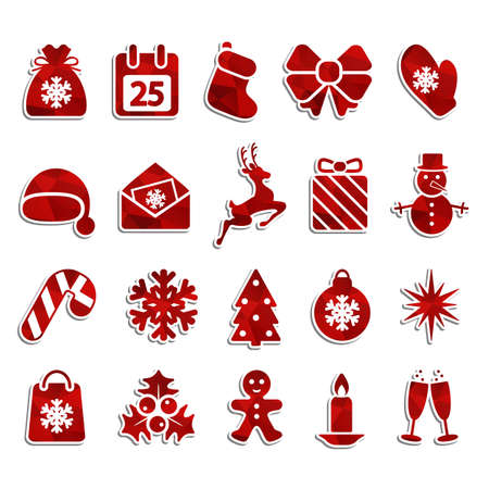 Set of Christmas icons with triangle pattern. のイラスト素材