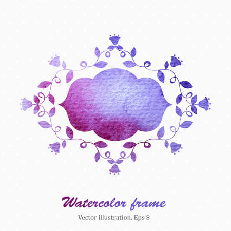 Watercolor floral frame in retro style. Vector illustration. のイラスト素材