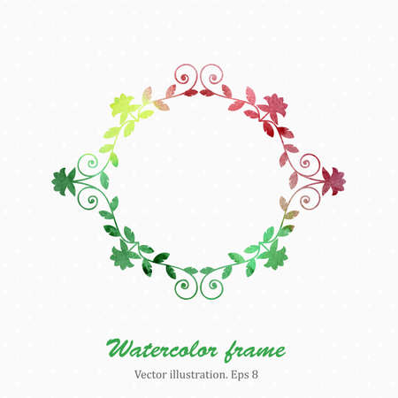 Watercolor floral frame in retro style. Vector illustration. のイラスト素材