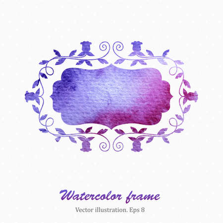 Watercolor floral frame in retro style. Vector illustration. Eps8のイラスト素材