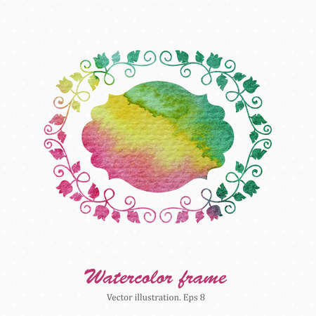 Watercolor floral frame in retro style. Vector illustration. のイラスト素材