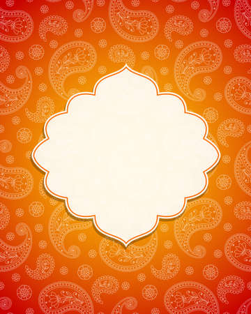 Frame in the Indian style in the background with paisley pattern. Vector illustration.のイラスト素材