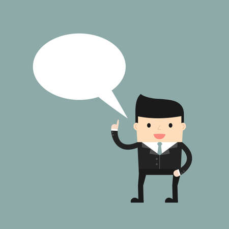 Business situation. Businessman with a speech bubble. Vector illustration.のイラスト素材