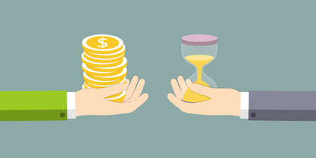 The exchange of time on the money. Vector illustration.のイラスト素材