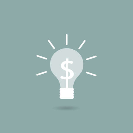 Light bulb with a dollar sign inside. The idea is profitable. Vector illustration.のイラスト素材