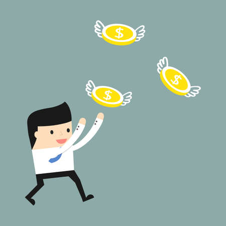 Businessman catches moneys. のイラスト素材
