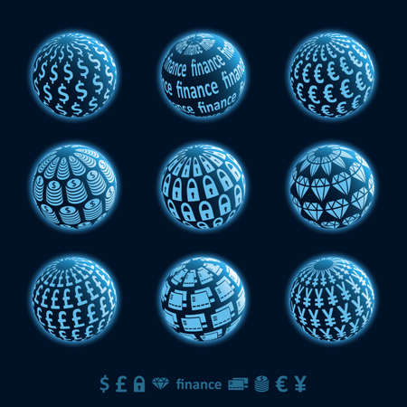 Set of  planet icons with financial themesのイラスト素材