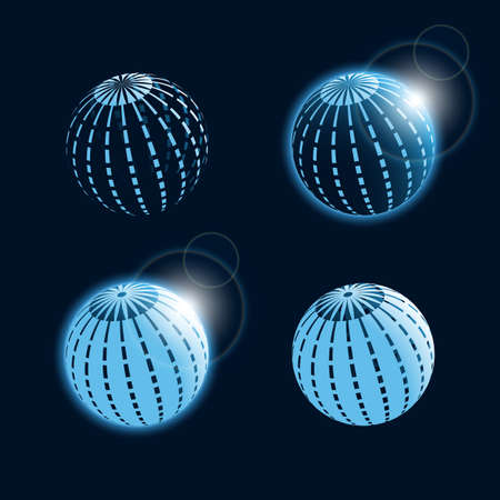 Set of abstract blue round icons.のイラスト素材