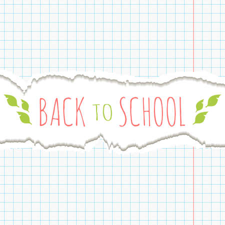 School background with torn paper frame. Vector illustration.のイラスト素材