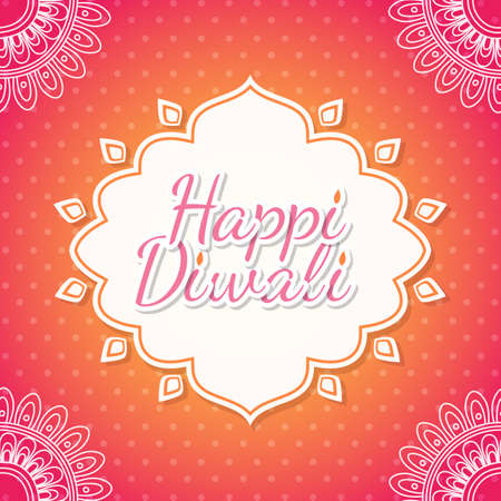 Celebratory background with paisley pattern, rangoli and beautiful frame for Indian Festival of Lights. Happy Diwali.のイラスト素材