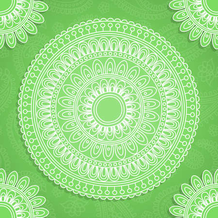 Background in Indian style with paisley pattern and rangoli.のイラスト素材