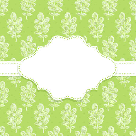 Frame on a background with leaves seamless pattern. Vector illustration.のイラスト素材