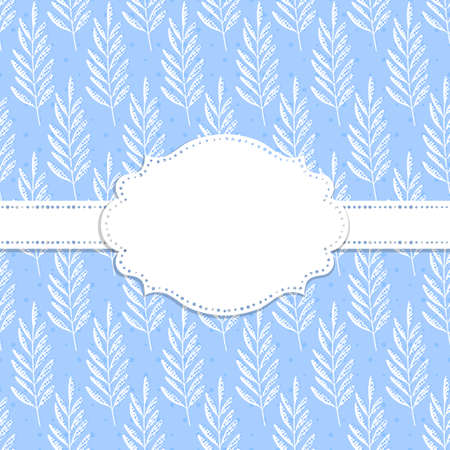 Frame on a background with leaves seamless pattern. Vector illustration.のイラスト素材