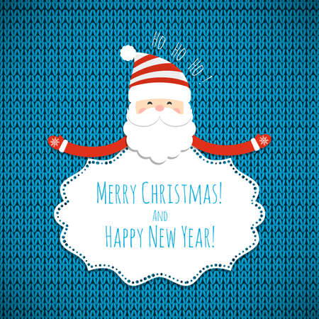 Christmas frame for ads with Santa Claus on a blue background. Vector illustration.のイラスト素材