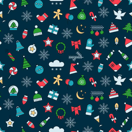 New Year and Christmas seamless pattern. Vector illustration.のイラスト素材