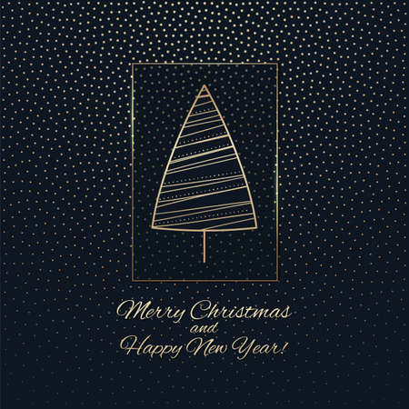 The greeting card with a golden treeのイラスト素材