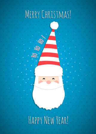 Christmas background with Santa Claus and the inscriptions Merry Christmas and Happy New Year. Ho-Ho-Ho. Vector illustration.のイラスト素材