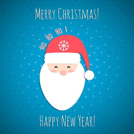 Christmas background with Santa Claus and the inscriptions Merry Christmas and Happy New Year. Ho-Ho-Ho. Vector illustration.のイラスト素材