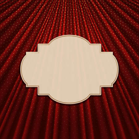 Beautiful frame on a red textile effect background with golden polka dots. Vector illustration.のイラスト素材
