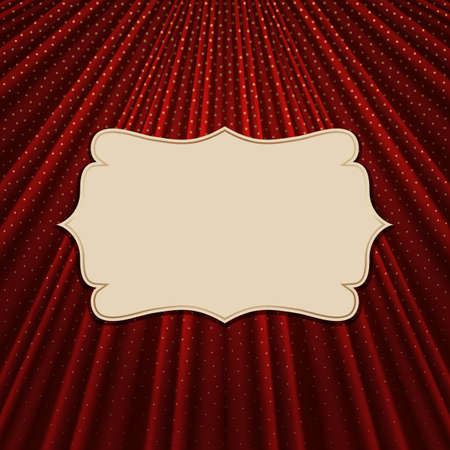 Beautiful frame on a red textile effect background with golden polka dots. Vector illustration.のイラスト素材
