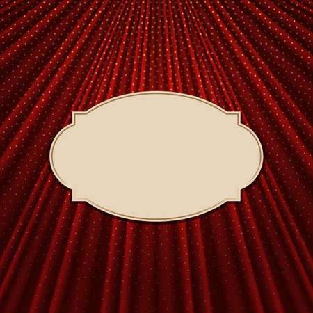 Beautiful frame on a red textile effect background with golden polka dots. Vector illustration.のイラスト素材