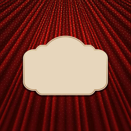 Beautiful frame on a red textile effect background with golden polka dots. Vector illustration.のイラスト素材