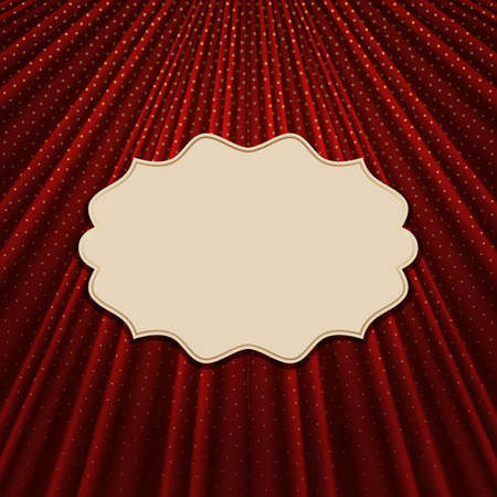 Beautiful frame on a red textile effect background with golden polka dots. Vector illustration.のイラスト素材