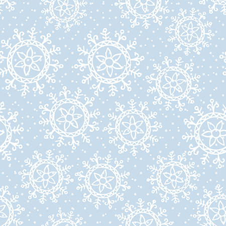 This is a winter seamless pattern with snowflakes. New Year and Christmas background. Vector illustration.のイラスト素材