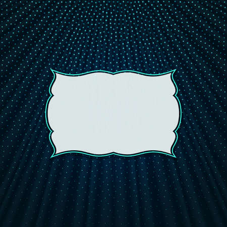 Beautiful frame on a dark blue textile effect background with polka dots. Vector illustration.のイラスト素材