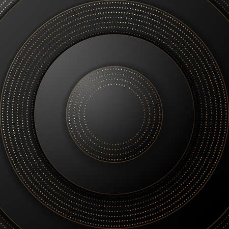 Black abstract background with golden dots texture. Vector illustrationのイラスト素材