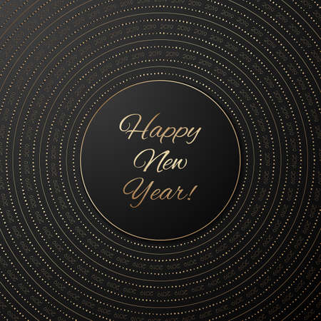 Black abstract background with golden text. Greeting 

design for the new year 2019 and Christmas. Vector 

illustration.のイラスト素材