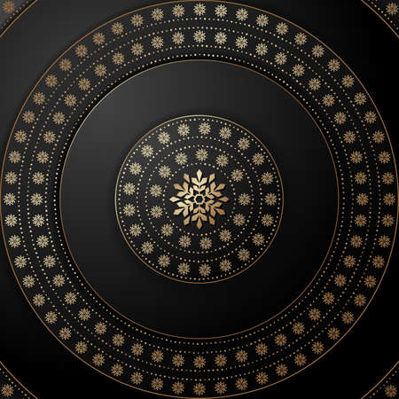 Black abstract background with golden text. Greeting 

design for the new year 2019 and Christmas. Vector 

illustration.のイラスト素材