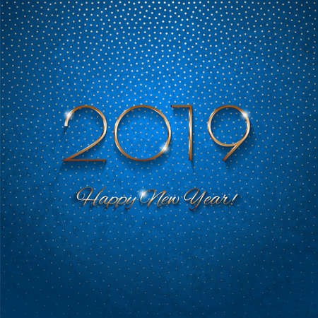 This is a festive New Year design with a golden 

inscription 2019 on a textured background. Vector 

illustration.のイラスト素材